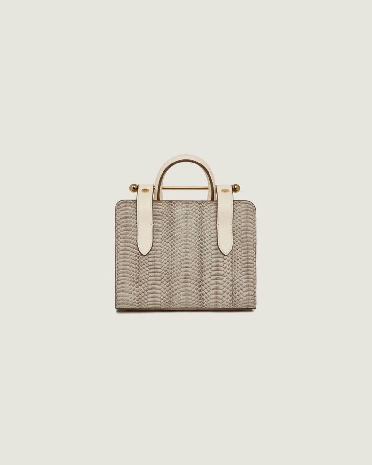 Women Evening Bags Nano Tote Strathberry Snake-Embossed Leather Vanilla - Image 4