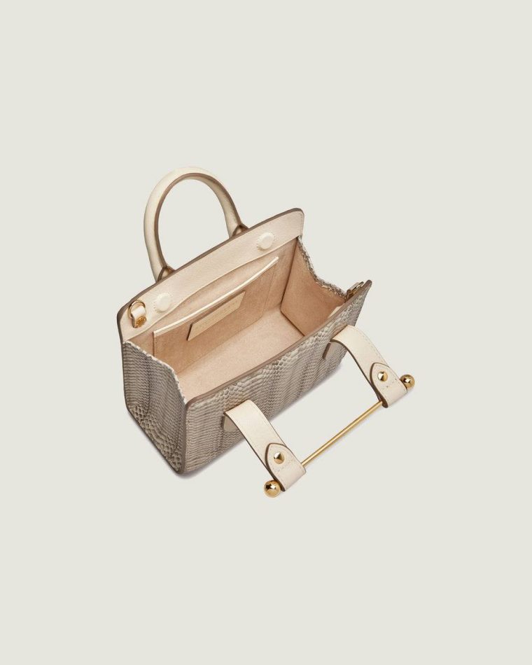 Women Evening Bags Nano Tote Strathberry Snake-Embossed Leather Vanilla - Image 5