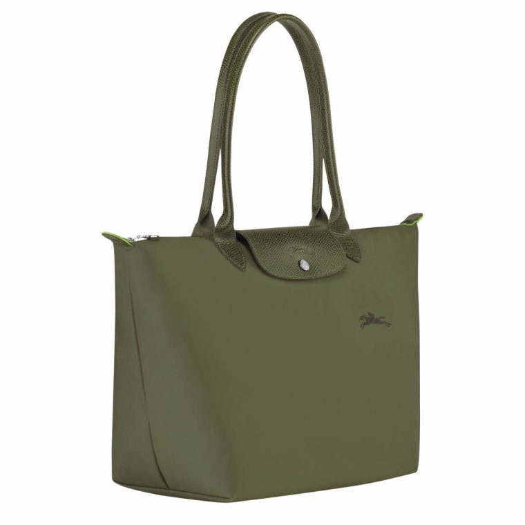 Women Forest Longchamp Le Pliage Green L Tote Bag Forest - Recycled Canvas Shoulder Bags - Image 2