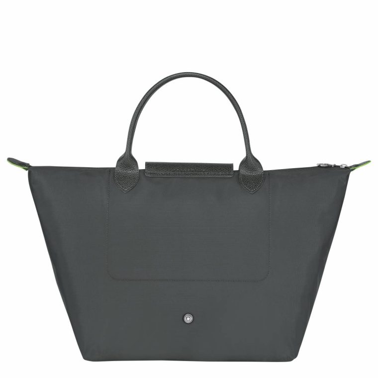 Women Graphite Longchamp Handbags Le Pliage Green M Handbag Graphite - Recycled Canvas - Image 3