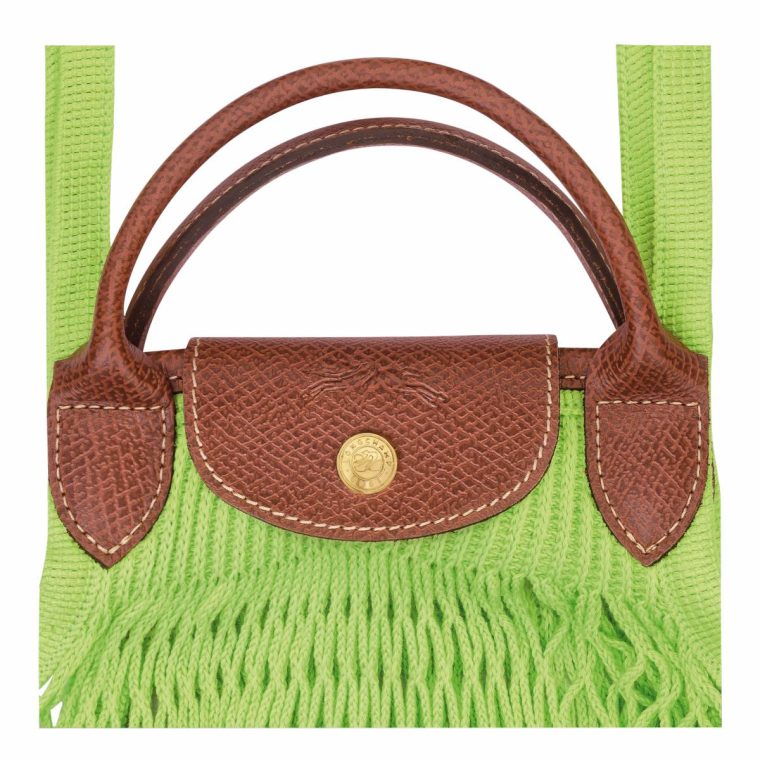 Women Green Light Handbags Le Pliage Filet L Mesh Bag Green Light - Canvas Longchamp - Image 5