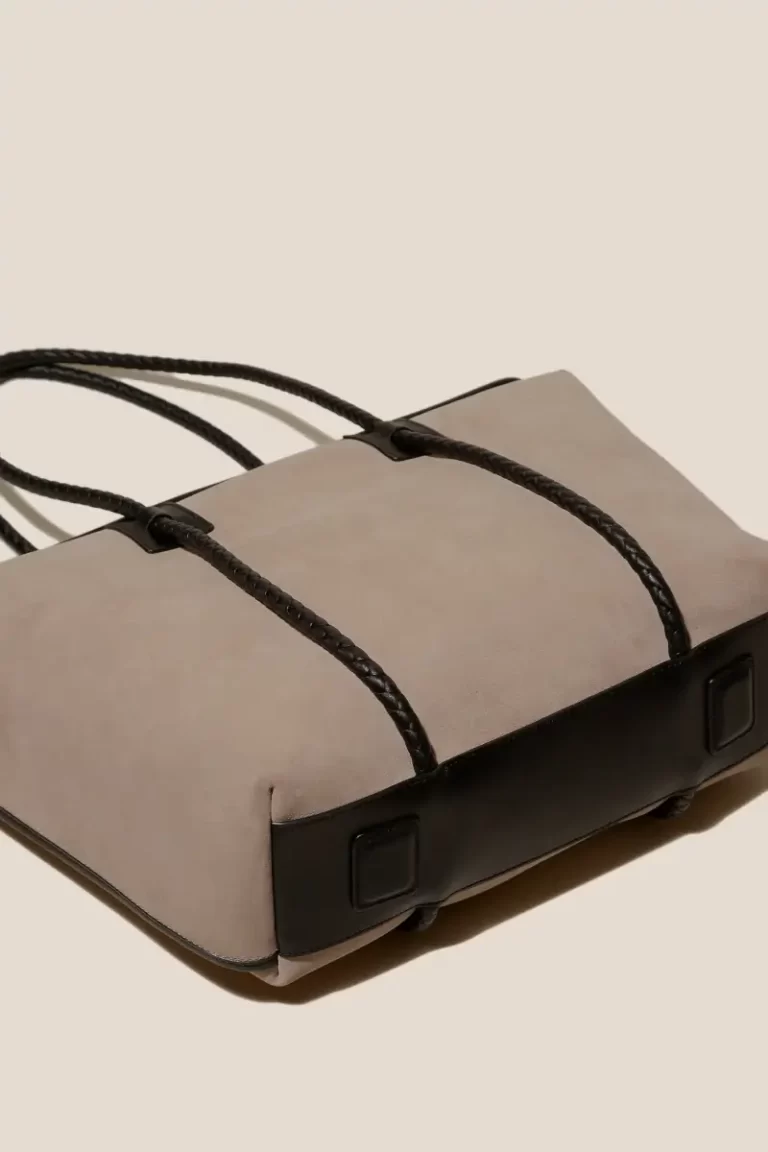 Women Grey Dark Brown Hereu Forna Tote Suede - Leather Framed Shoulder Bag Tote Bags - Image 4
