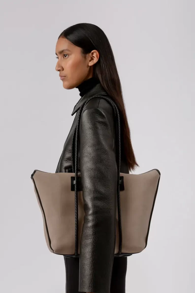 Women Grey Dark Brown Hereu Forna Tote Suede - Leather Framed Shoulder Bag Tote Bags - Image 5