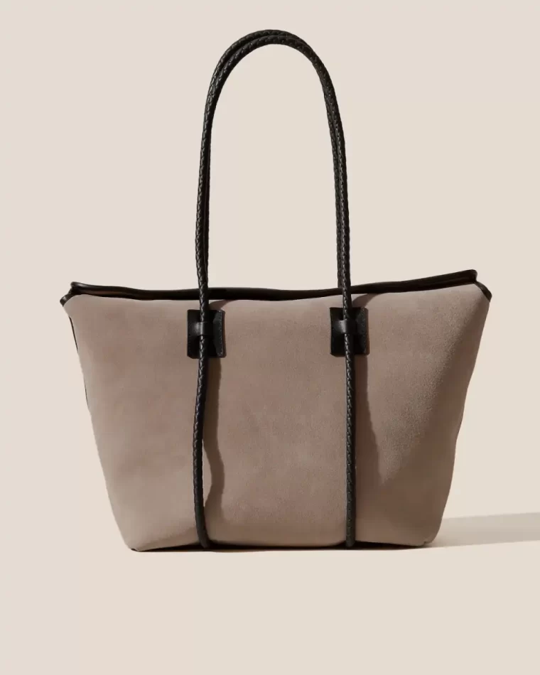 Women Grey Dark Brown Hereu Forna Tote Suede - Leather Framed Shoulder Bag Tote Bags
