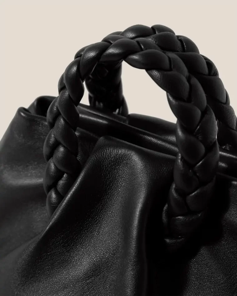 Women Hereu Bombon - Small Plaited-Handle Leather Crossbody Bag Crossbody Bags Black - Image 3