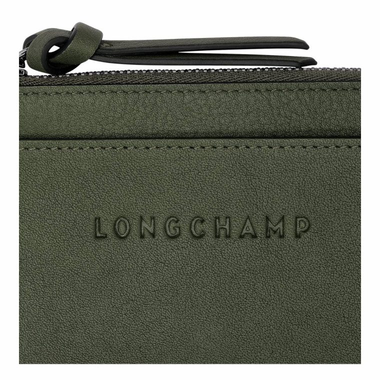 Women Khaki Longchamp 3D Card Holder Khaki - Leather Cardholders & Coin Purses - Image 4
