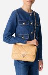 Women Large Matte Leather Moon Bag Made In Italy Quilted Bags Vanessa Bruno Ginger Colour - Image 3