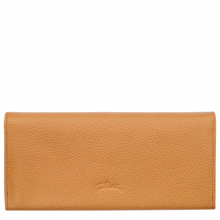 Women Le Foulonné Continental Wallet Walnut - Leather Longchamp Leather Wallets Walnut - Image 2