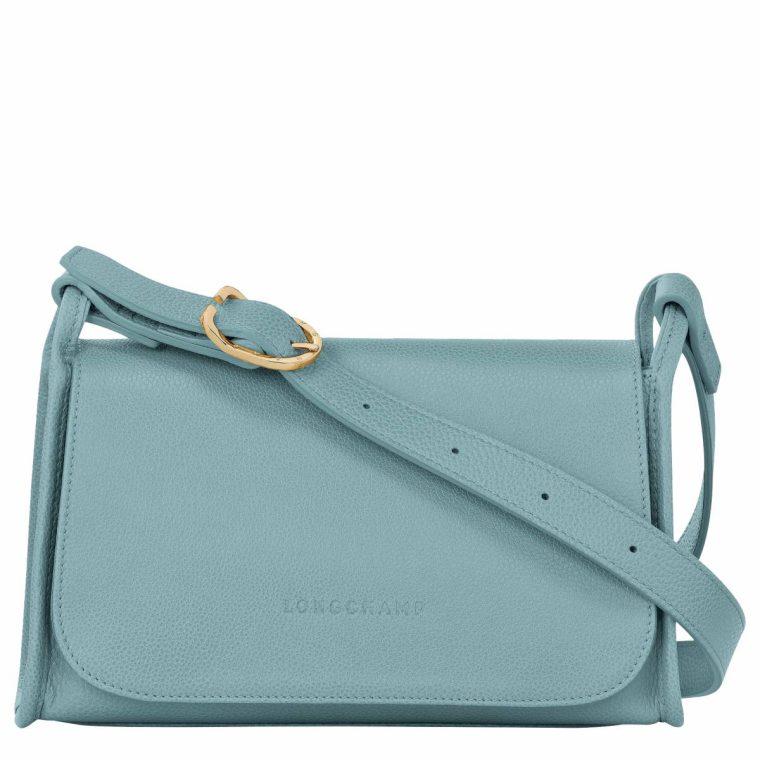Women Le Foulonné M Crossbody Bag Eucalyptus - Leather Longchamp Eucalyptus Leather Bags