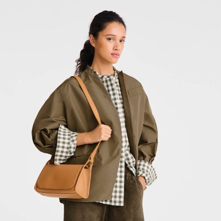 Women Le Foulonné M Crossbody Bag Walnut - Leather Walnut Leather Bags Longchamp - Image 2