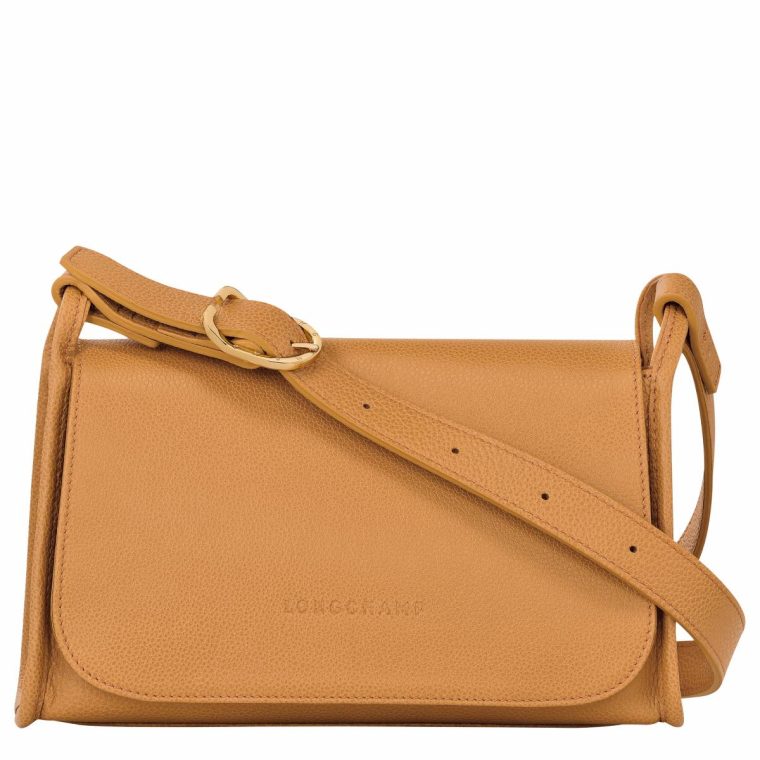 Women Le Foulonné M Crossbody Bag Walnut - Leather Walnut Leather Bags Longchamp