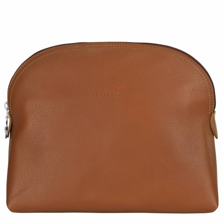 Women Le Foulonné Toiletry Case Caramel - Leather Toiletry Bags Longchamp Caramel