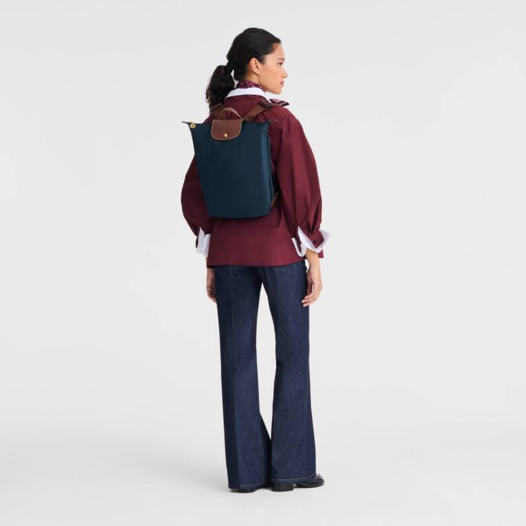 Women Le Pliage Original M Backpack Navy - Canvas Navy Longchamp Backpacks - Image 2