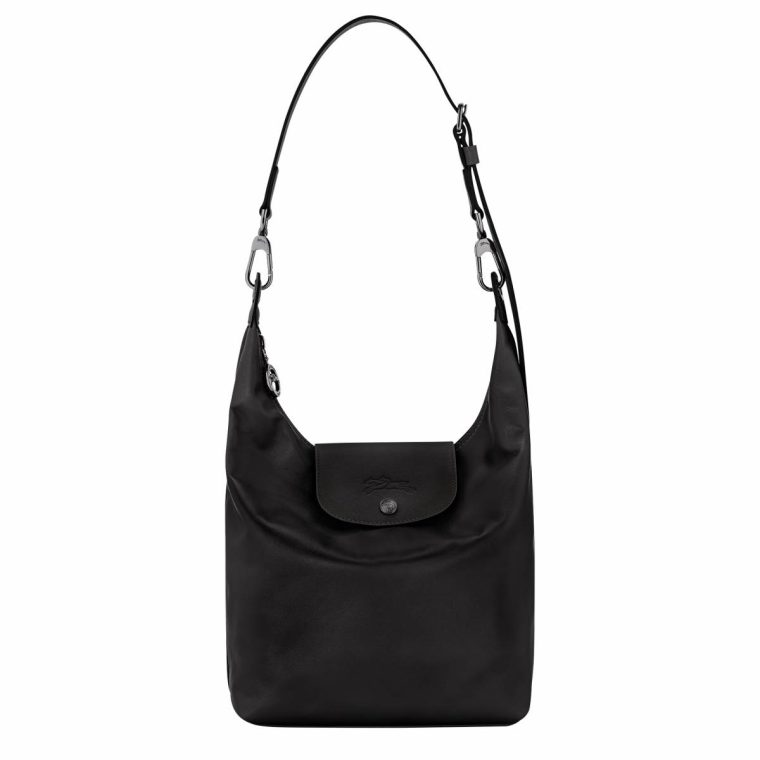 Women Le Pliage Xtra M Shoulder Bag Black - Leather Longchamp Leather Bags Black