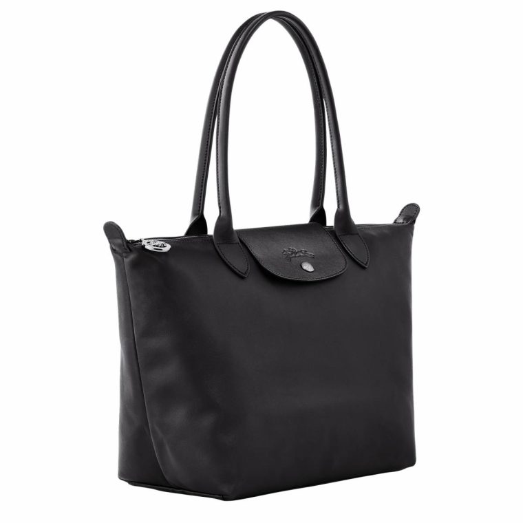 Women Le Pliage Xtra M Tote Bag Black - Leather Black Longchamp Leather Bags - Image 3