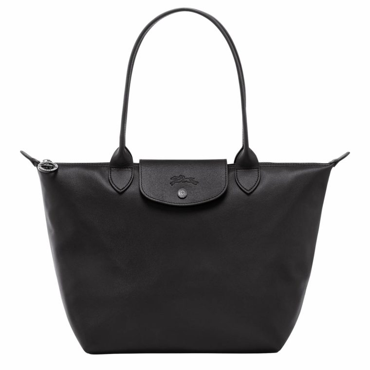 Women Le Pliage Xtra M Tote Bag Black - Leather Black Longchamp Leather Bags