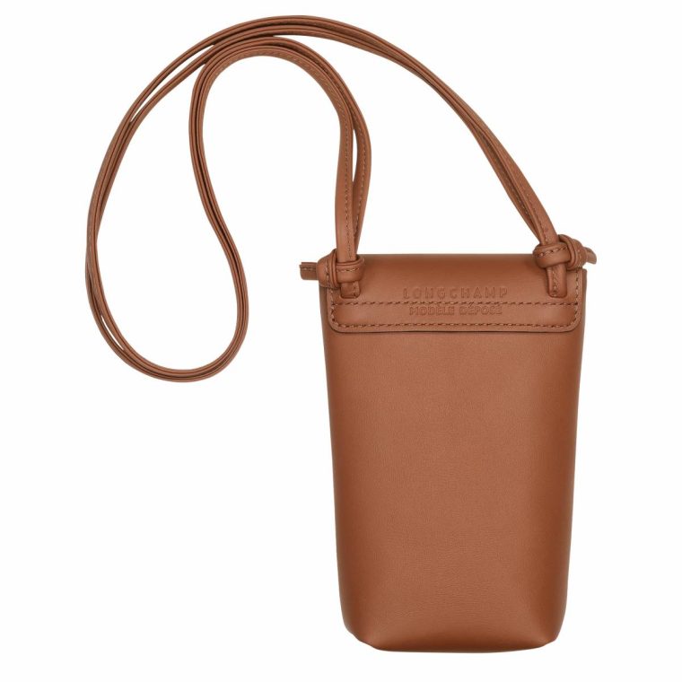 Women Le Pliage Xtra Phone Case With Leather Lace Cognac - Leather Cognac Longchamp Phone Cases - Image 4
