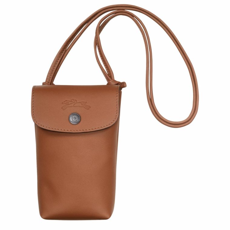 Women Le Pliage Xtra Phone Case With Leather Lace Cognac - Leather Cognac Longchamp Phone Cases