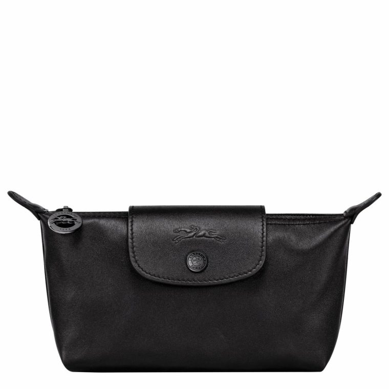 Women Le Pliage Xtra Pouch Black - Leather Black Longchamp Pouches & Cases