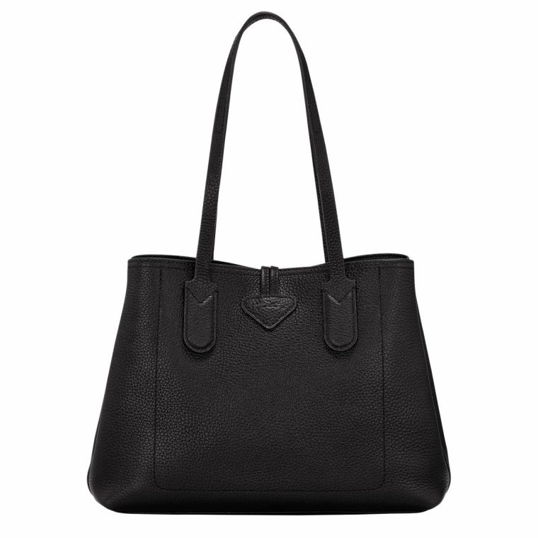 Women Le Roseau Essential M Tote Bag Black - Leather Leather Bags Black Longchamp - Image 4