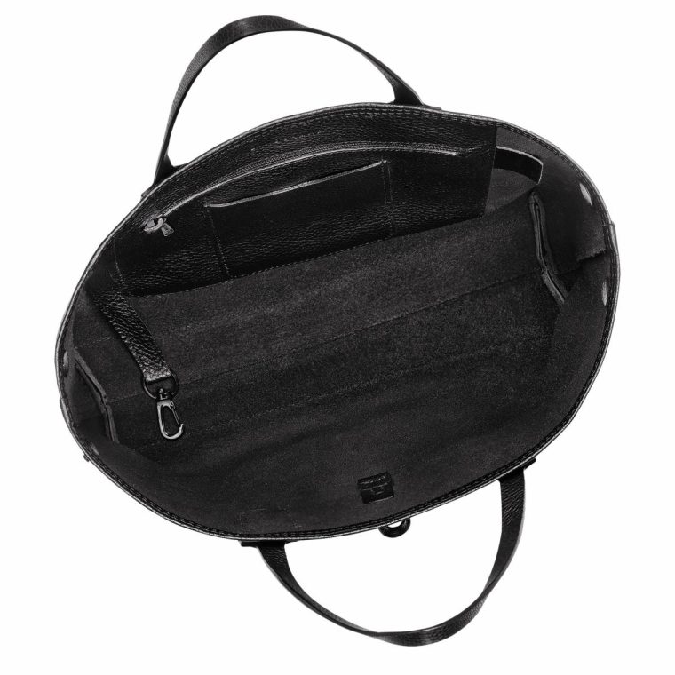 Women Le Roseau Essential M Tote Bag Black - Leather Leather Bags Black Longchamp - Image 5