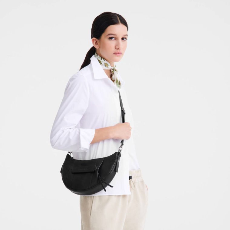 Women Leather Bags Black Longchamp 3D S Crossbody Bag Black - Leather - Image 2