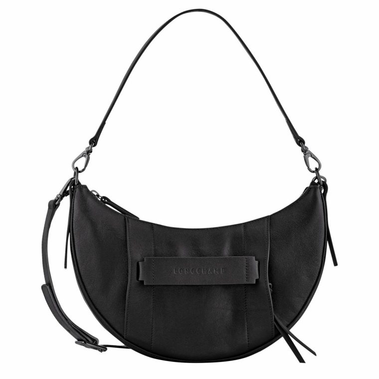 Women Leather Bags Black Longchamp 3D S Crossbody Bag Black - Leather