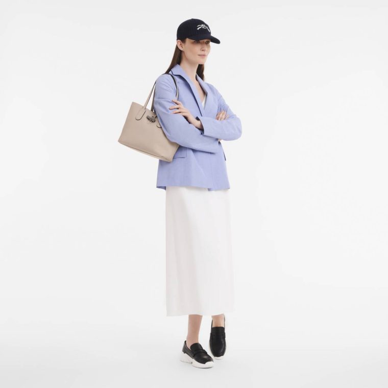 Women Leather Bags Clay Le Roseau Essential M Tote Bag Clay - Leather Longchamp - Image 2