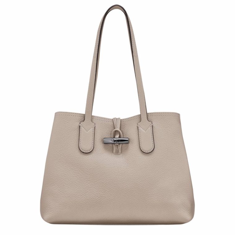 Women Leather Bags Clay Le Roseau Essential M Tote Bag Clay - Leather Longchamp
