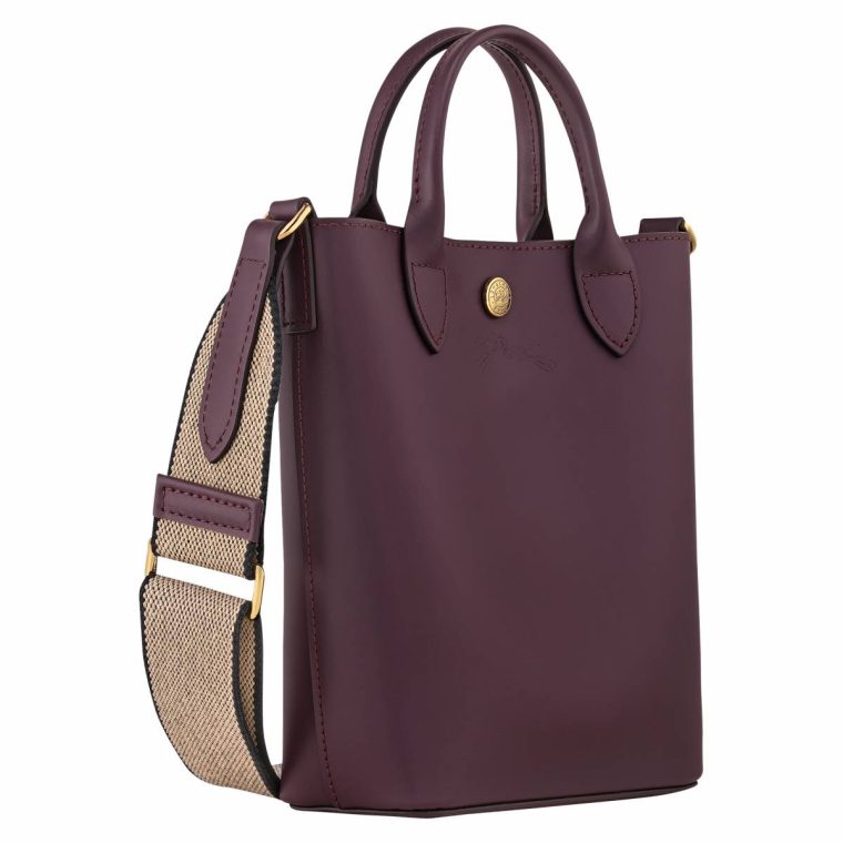 Women Leather Bags Épure Xs Tote Bag Eggplant - Leather Longchamp Eggplant - Image 3