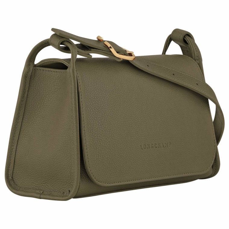 Women Leather Bags Le Foulonné M Crossbody Bag Khaki - Leather Khaki Longchamp - Image 2