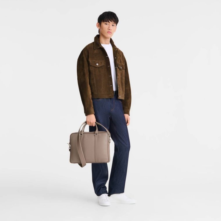 Women Leather Bags Le Foulonné Xs Briefcase Turtledove - Leather Longchamp Turtledove - Image 2