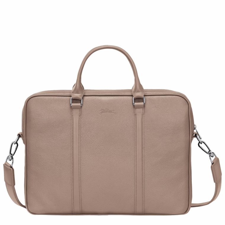 Women Leather Bags Le Foulonné Xs Briefcase Turtledove - Leather Longchamp Turtledove - Image 4