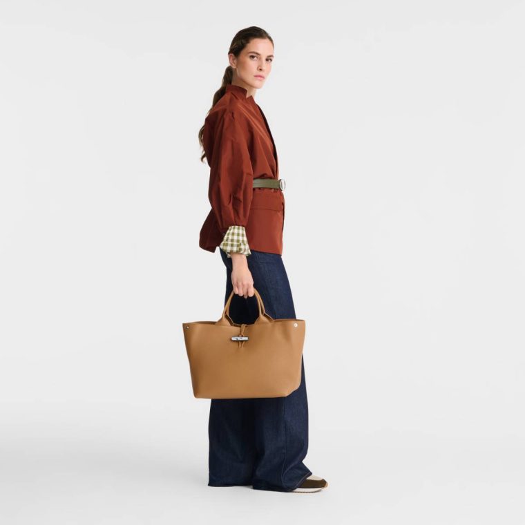 Women Leather Bags Le Roseau L Handbag Walnut - Leather Longchamp Walnut - Image 2