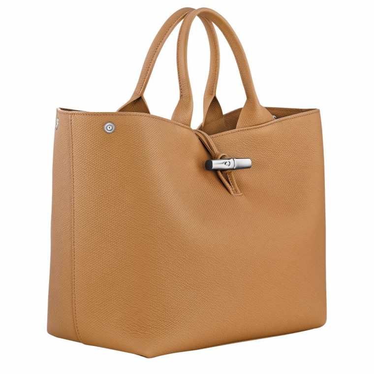 Women Leather Bags Le Roseau L Handbag Walnut - Leather Longchamp Walnut - Image 3