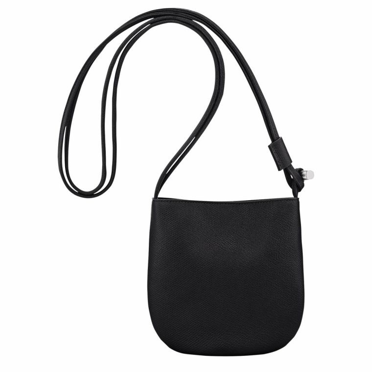 Women Leather Bags Longchamp Le Roseau S Crossbody Bag Black - Leather Black - Image 4