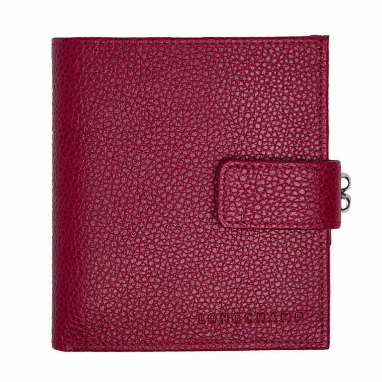 Women Leather Wallets Le Foulonné Compact Wallet Beetroot - Leather Beetroot Longchamp