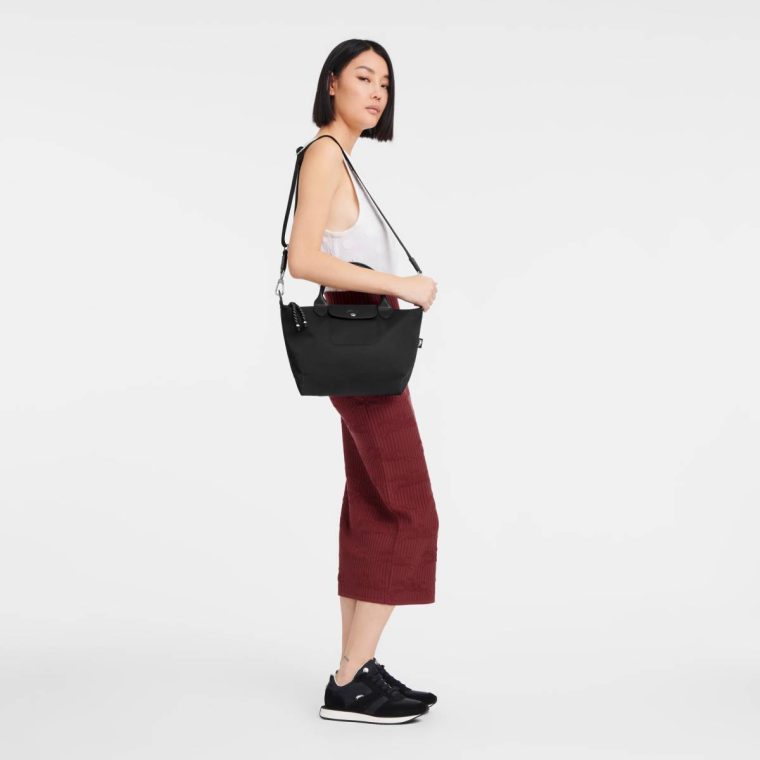 Women Longchamp Black Handbags Le Pliage Energy S Handbag Black - Recycled Canvas