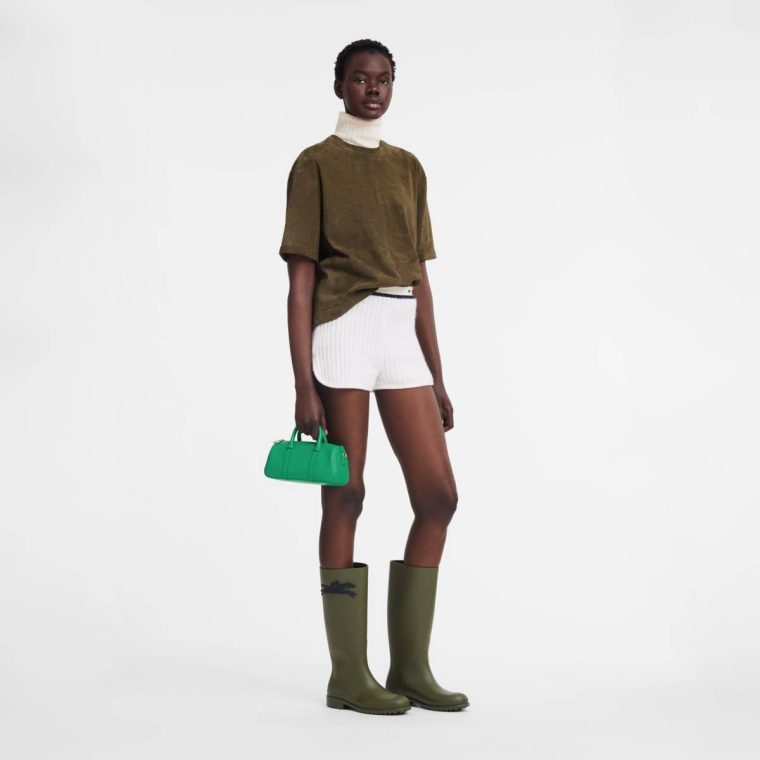 Women Longchamp Daylong S Handbag Green - Leather Green Leather Bags - Image 2