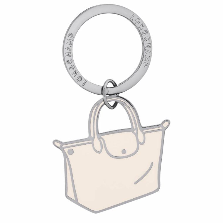 Women Longchamp Keyrings Le Pliage Key Rings Ecru - Metal Ecru