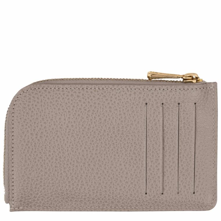 Women Longchamp Le Foulonné Card Holder Turtledove - Leather Cardholders & Coin Purses Turtledove - Image 2