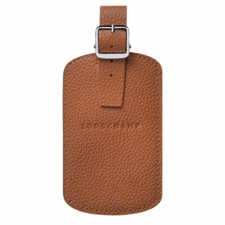 Women Longchamp Le Foulonné Luggage Tag Caramel - Leather Travel Accessories Caramel