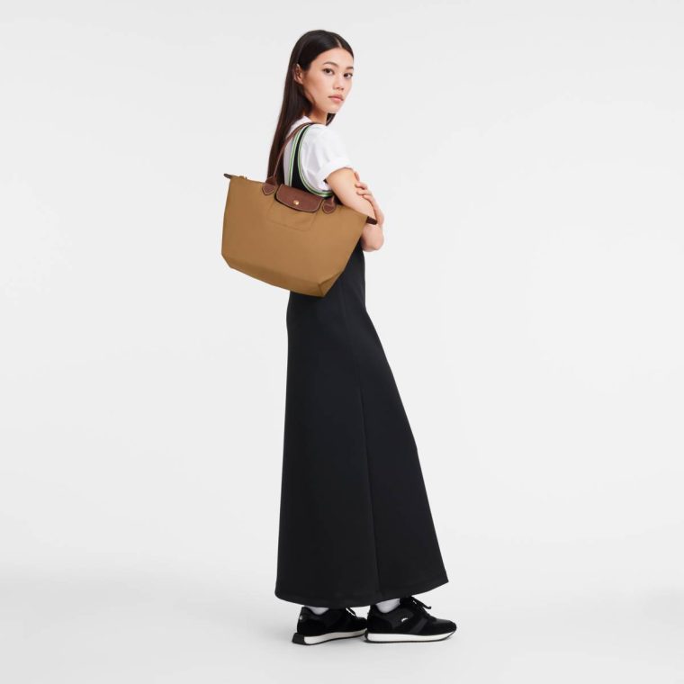 Women Longchamp Le Pliage Original M Tote Bag Fawn - Recycled Canvas Shoulder Bags Fawn