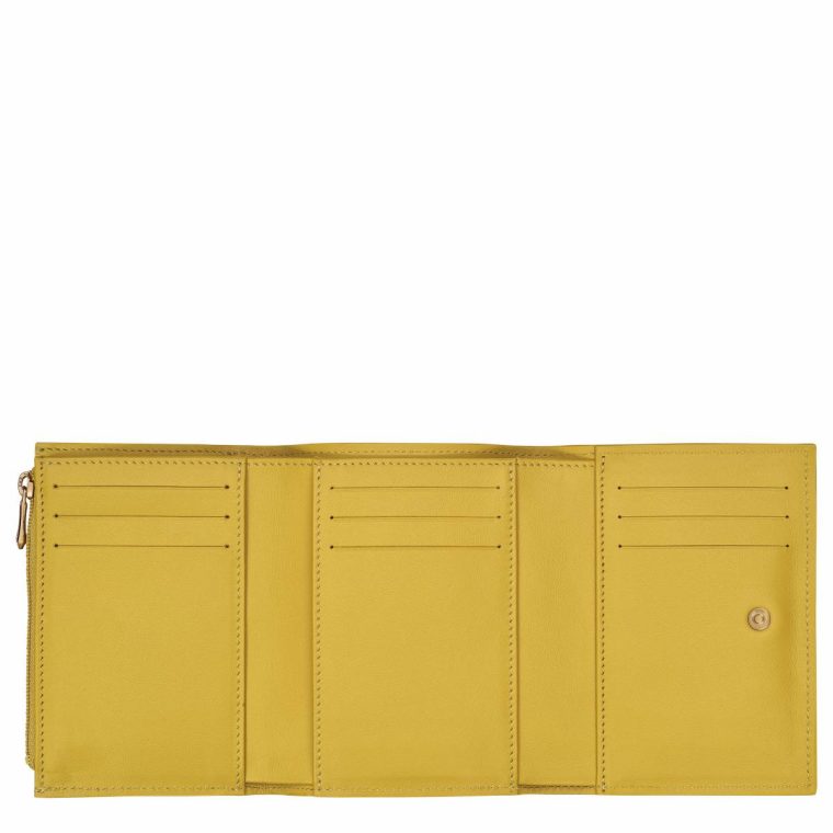 Women Longchamp Leather Wallets Le Roseau Compact Wallet Ginger - Leather Ginger - Image 3