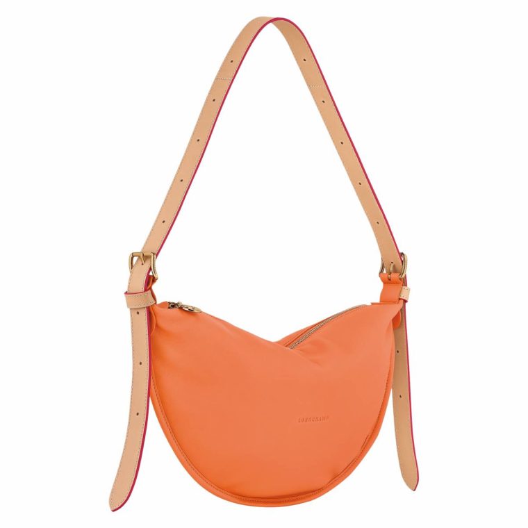 Women Longchamp Smoothie M Crossbody Bag Orange - Leather Leather Bags Orange - Image 3