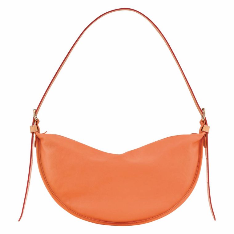 Women Longchamp Smoothie M Crossbody Bag Orange - Leather Leather Bags Orange - Image 4