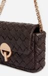 Women Medium Braided Leather Moon Bag Lambskin Leather Crossbody Bags Chocolate Vanessa Bruno - Image 4