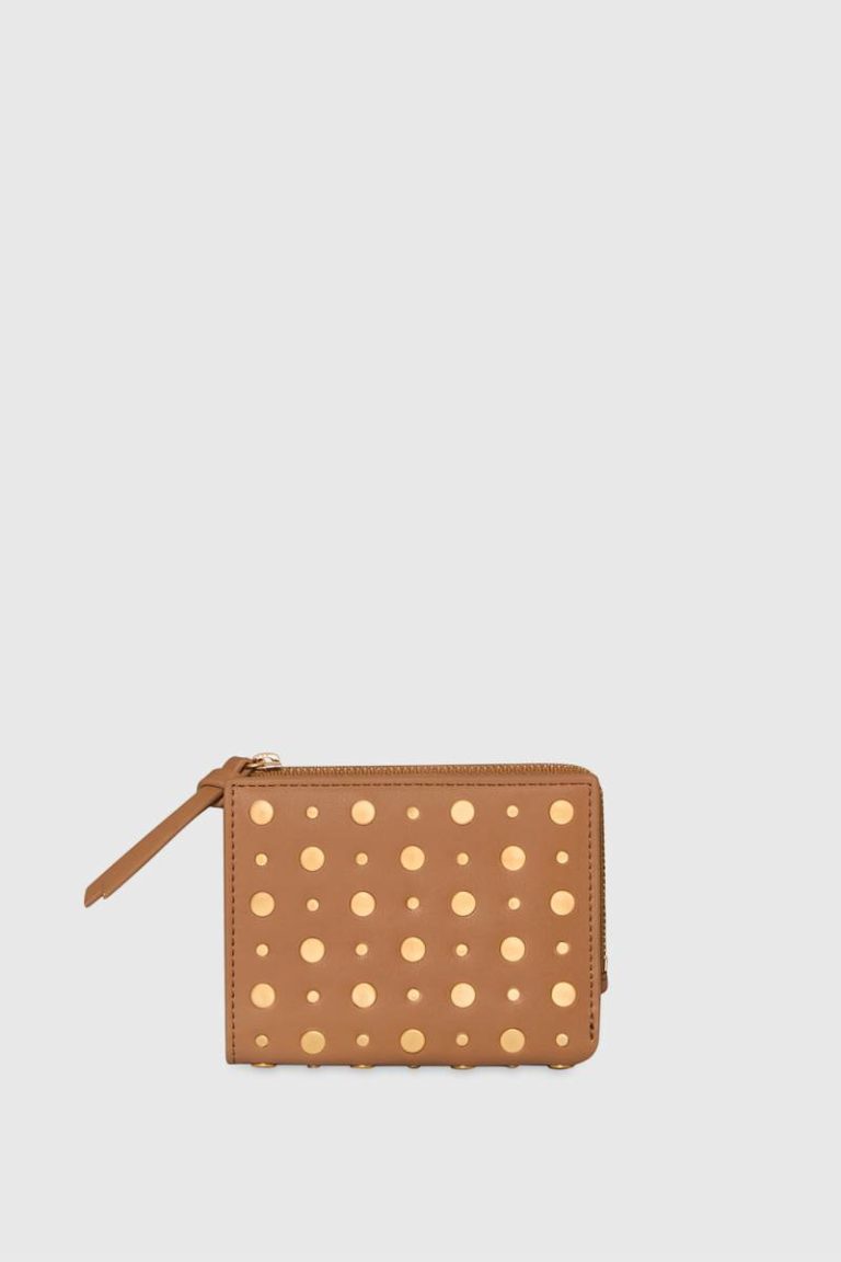 Women Megan Slim Wallet With Studs Praline Rebecca Minkoff Wallet