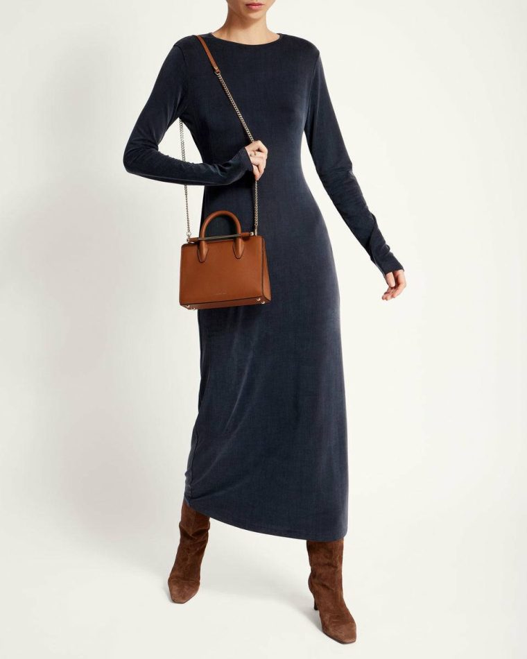 Women Mini Tote Chestnut Strathberry Crossbody Bags