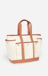 Women Multi-Pocket Tote Bags Vanessa Bruno Ivory Multi-Pocket L Zipped Cabas Tote Shoulder And Cross-Body Carry, Zip Closure - Image 4